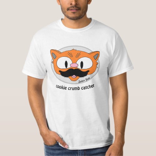 Cookie Crumb Catcher Mustache Humor Cartoon Cat T_Shirt