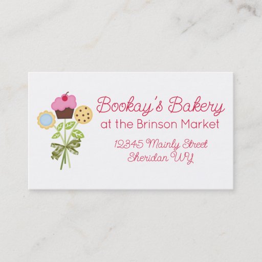 Customizable cookie cupcake bouquet baking business cards