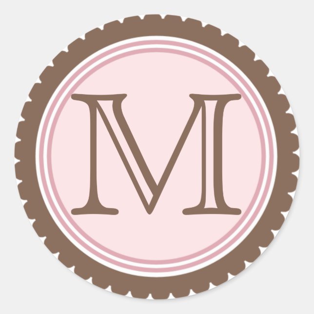 Cookie Cut Chocolate Pink Monogram Initial Sticker (Front)