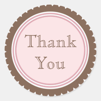 Cookie Cut Chocolate Pink Thank You Stickers