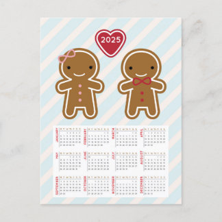 Cookie Cute Gingerbread Couple 2025 Calendar Postcard