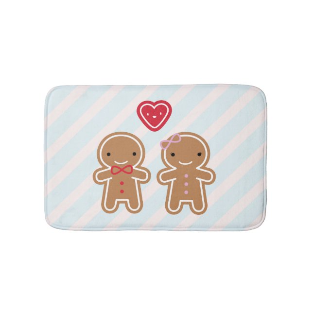 Cookie Cute Kawaii Gingerbread Couple Bath Mat (Front)
