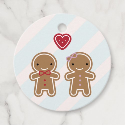 Cookie Cute Kawaii Gingerbread Couple Favor Tags