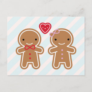 Cookie Cute Kawaii Gingerbread Couple Postcard