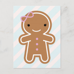 Cookie Cute Kawaii Gingerbread Girl Postcard