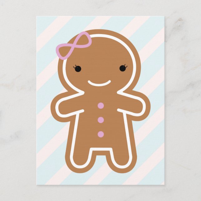 Cookie Cute Kawaii Gingerbread Girl Postcard (Front)