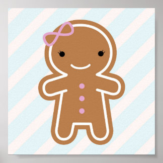 Cookie Cute Kawaii Gingerbread Girl Poster