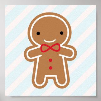 Cookie Cute Kawaii Gingerbread Man Poster