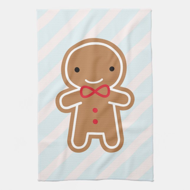 Cookie Cute Kawaii Gingerbread Man Towel (Vertical)