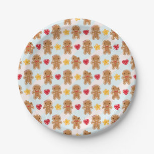 Cookie Cute Kawaii Gingerbread Men Paper Plates