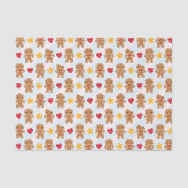 Cookie Cute Kawaii Gingerbread Men Tissue Paper (Front)