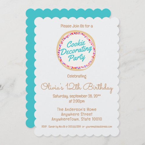 Cookie Decorating Birthday Party Invitation