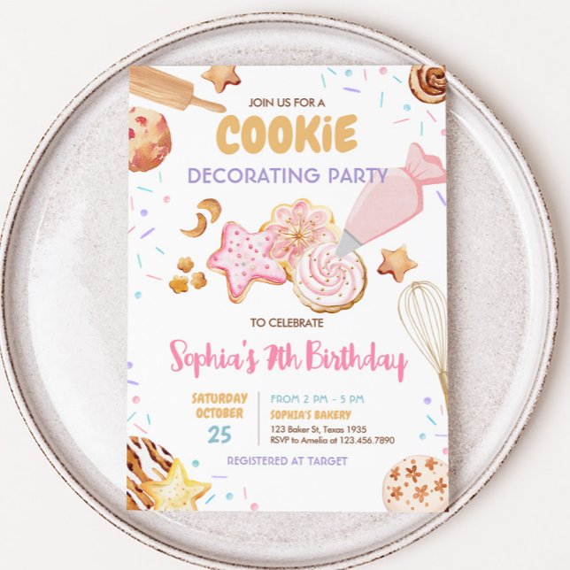 Cookie Decorating Birthday Party  Invitation (Cookie Decorating Party Birthday Party Invitation)