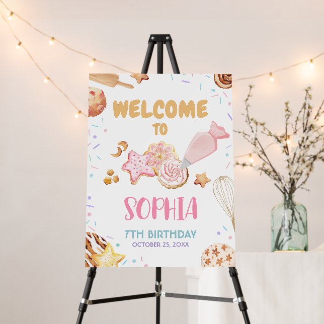 Cookie Decorating Birthday Party Welcome Sign (In Situ (Stand))