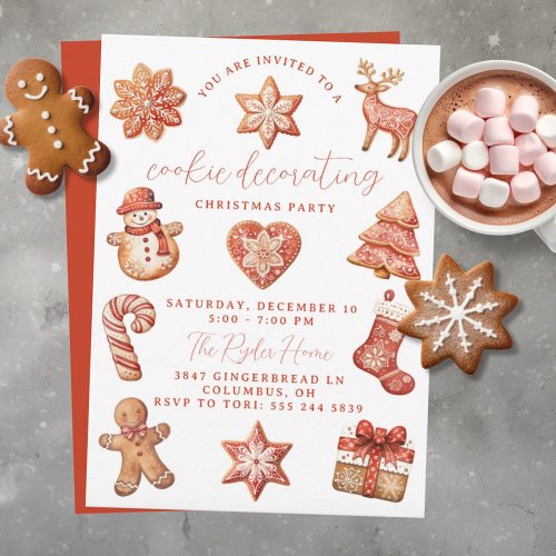 Cookie Decorating Christmas Party Invitation