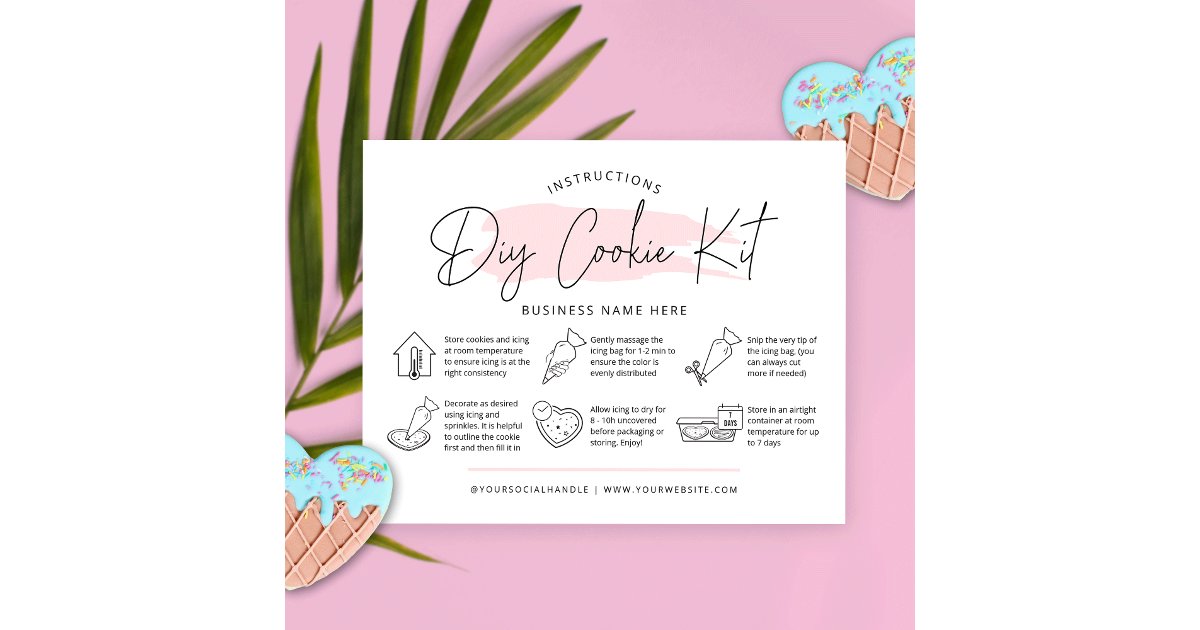 Cookie Decorating Kit Instructions Pink Watercolor Thank You Card | Zazzle