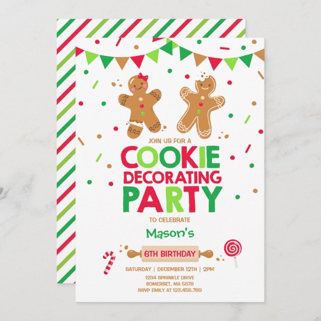 Cookie Decorating Party Invitation Holiday Party (Front/Back)