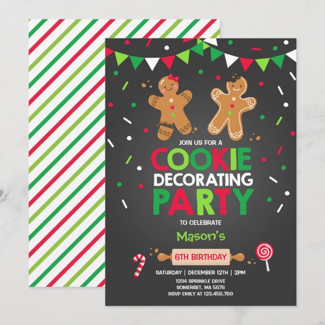 Cookie Decorating Party Invitation Holiday Party (Front/Back)