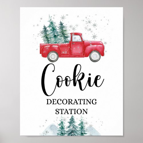 Cookie Decorating Station Winter Red Truck Sign