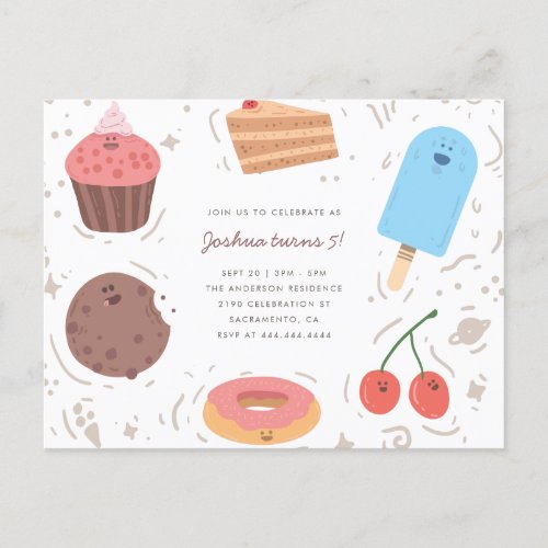 Cookie Donut  Ice Cream Sweet Kids Birthday Invitation Postcard