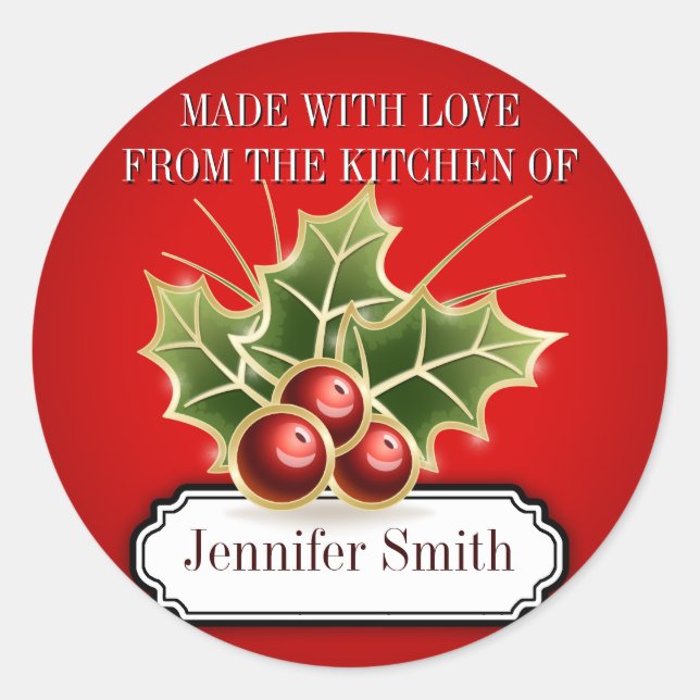 Cookie Exchange Baking Gift label with Holly Berry (Front)