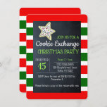 Cookie Exchange Chalkboard Red and Green Stripe Invitation<br><div class="desc">Celebrate the Holidays in sweet style with these Cookie Exchange invitations.  Each field is fully customizable to say just what you want!</div>