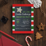 Cookie Exchange Chalkboard Red and Green Stripe lg Invitation<br><div class="desc">Celebrate the Holidays in sweet style with these Cookie Exchange invitations.  Each field is fully customizable to say just what you want!</div>