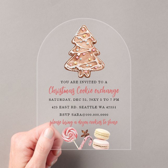 Cookie Exchange Christmas Party Acrylic Invitations (Insitu (Handheld))