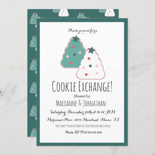 Cookie Exchange Christmas Tree Cookies Holiday Invitation