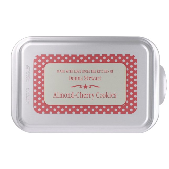 Cookie Exchange custom red polka dot custom tin Cake Pan (Front)