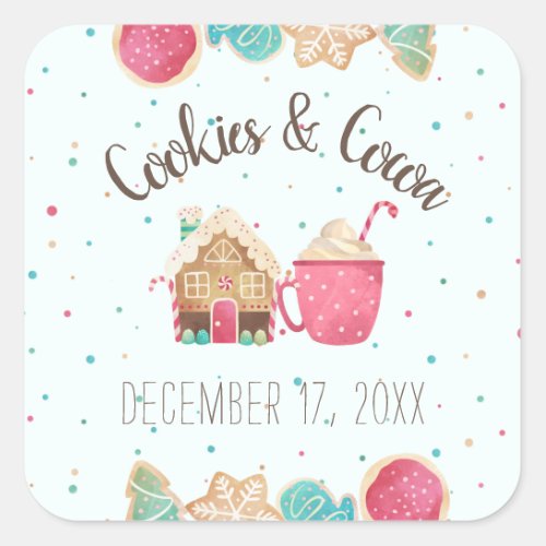 Cookie Exchange Festive Christmas Party Ice Blue Square Sticker