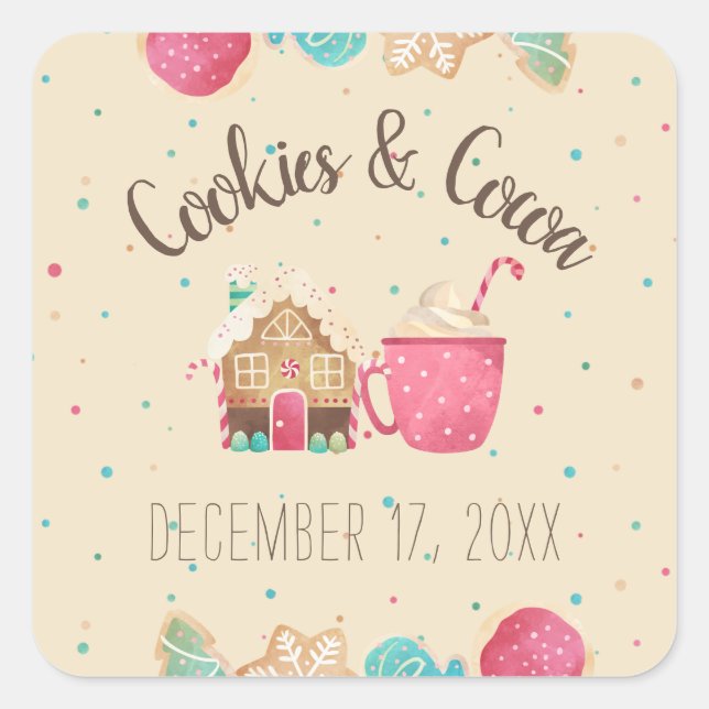 Cookie Exchange Festive Christmas Party Theme Square Sticker (Front)