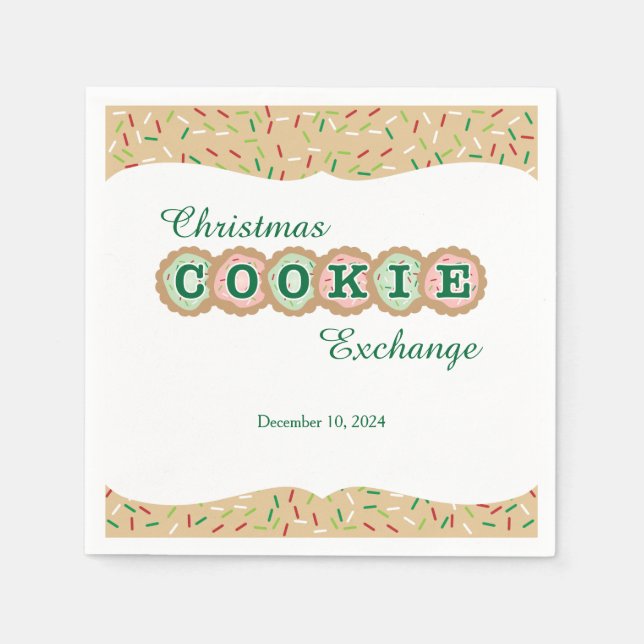 Cookie Exchange Frosted Holiday Cookies Paper Napkins (Front)