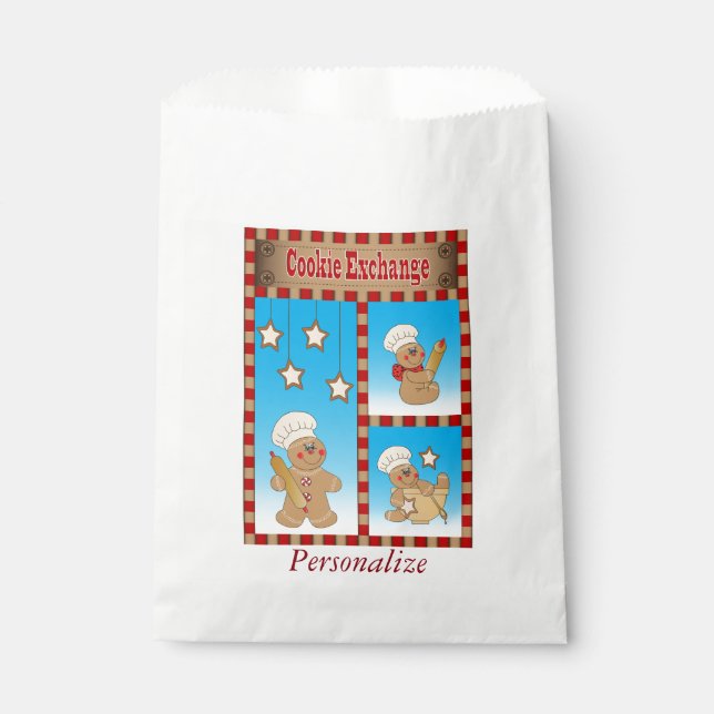Cookie Exchange Gingerbread Men Bakers Favor Bag (Front)