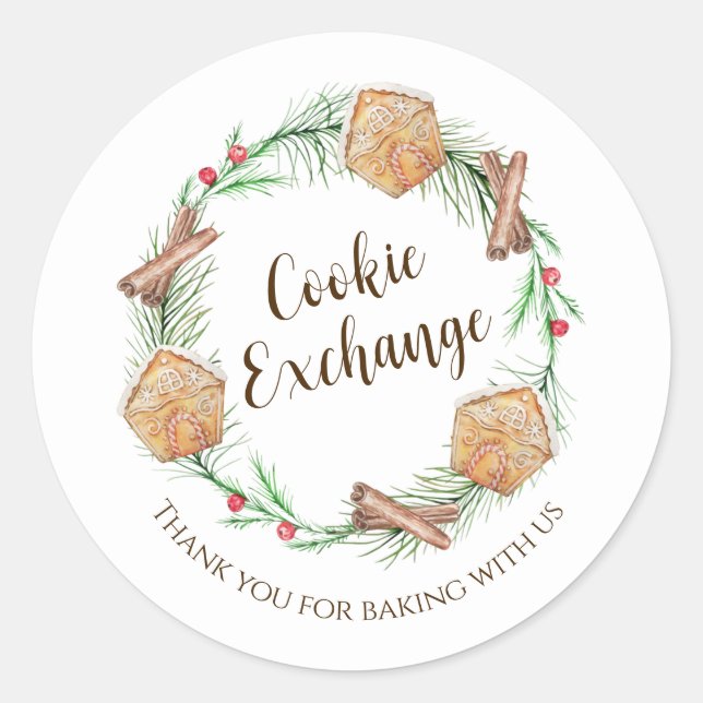 Cookie Exchange Holiday Party Classic Round Sticker (Front)