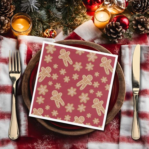 Cookie Exchange Holiday Party Gingerbread Burgundy Napkins