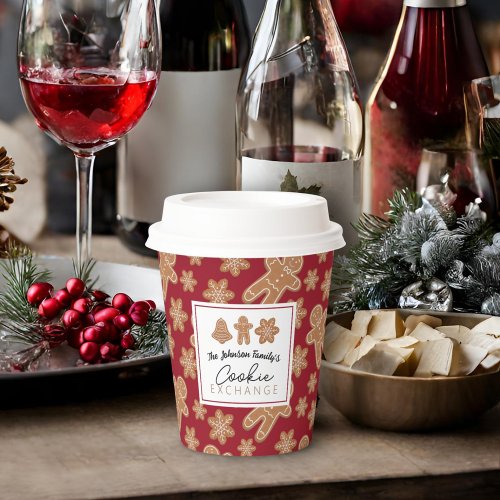 Cookie Exchange Holiday Party Gingerbread Burgundy Paper Cups