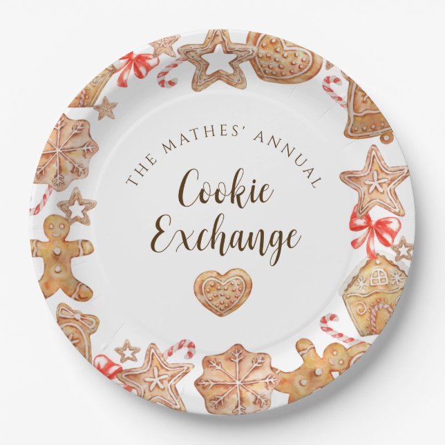 Cookie Exchange Holiday Party Paper Plates (Front)