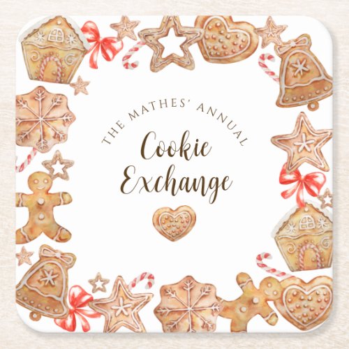 Cookie Exchange Holiday Party Square Paper Coaster