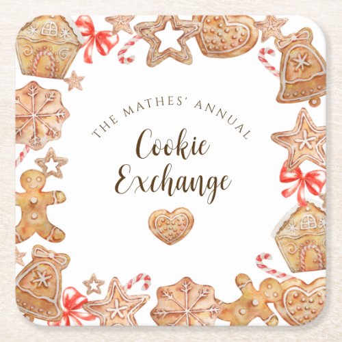 Cookie Exchange Holiday Party Square Paper Coaster
