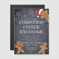 Cookie Exchange Party Charcoal Holiday Magnetic Invitation