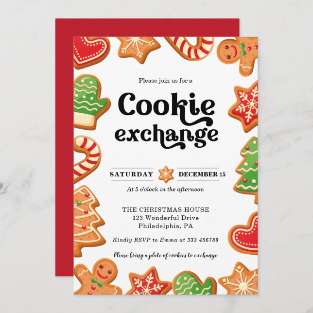 Cookie exchange Party Christmas Invitation (Front/Back)