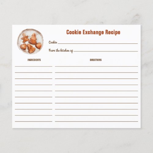 Cookie Exchange Rustic Recipe Card