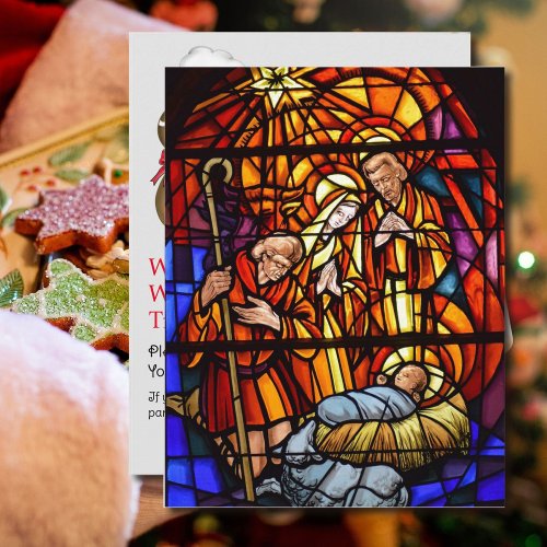 Cookie Exchange Stain Glass Nativity Custom Text