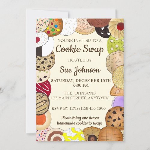 Cookie Exchange Swap Bake Sale Baked Goods Party Invitation