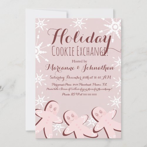 Cookie Exchange Swap Christmas Tree Holiday Pink Invitation