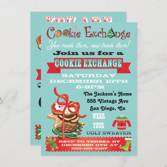 Cookie Exchange/ Ugly Sweater Party Invitations (Front/Back)