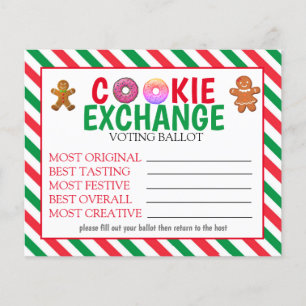 Cookie Exchange Voting Ballots Cookie Vote Cards