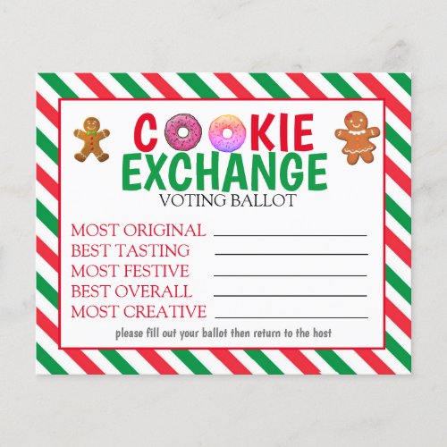 Cookie Exchange Voting Ballots Cookie Vote Cards
