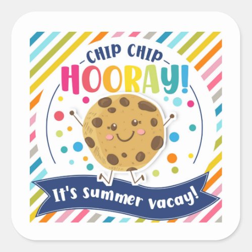  cookie favor gift summer vacay square sticker